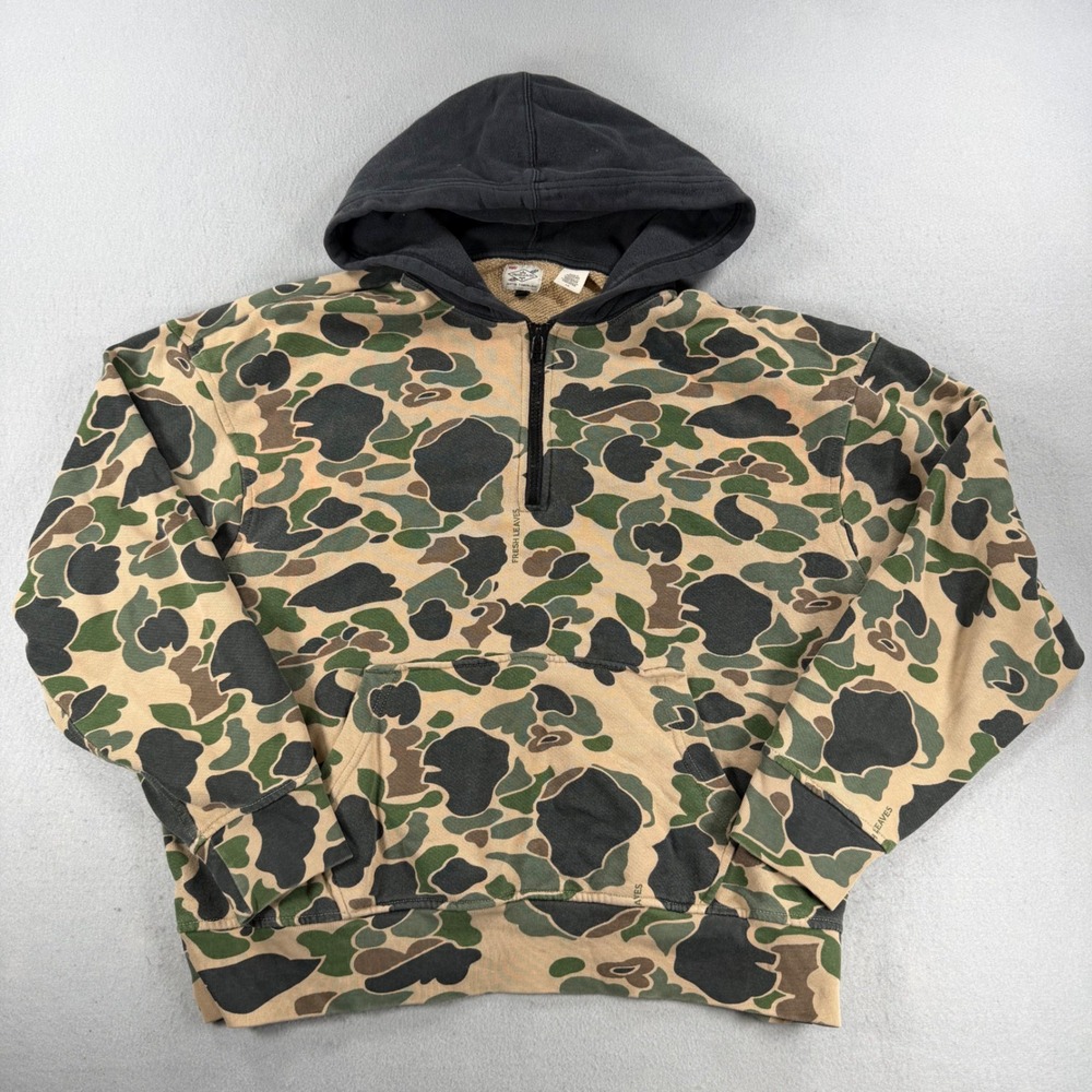 VTG Levis Justin Timberlake Fresh Leaves Duck Camo Quarter Zip Hoodie L